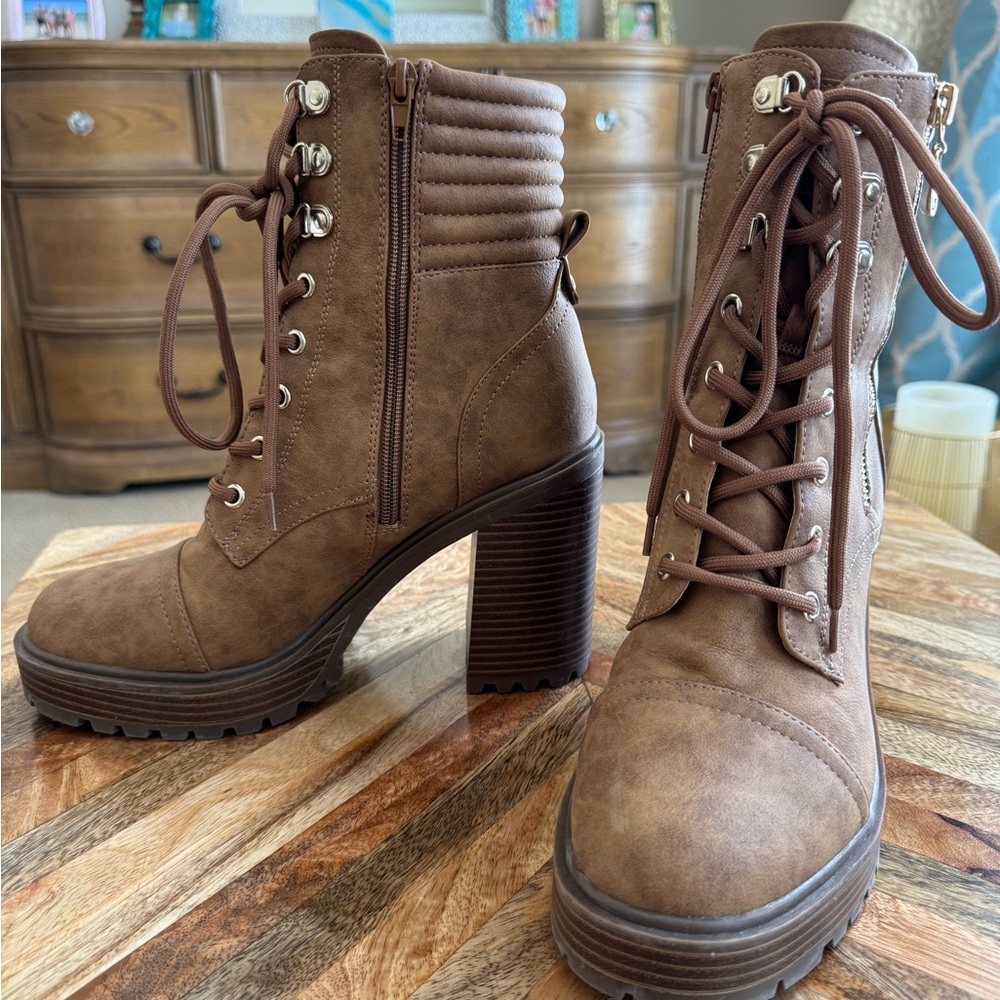 High heel lug boots